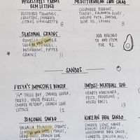 The menu with what is available  at Freya's Diner in St Petersburg