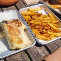 Jerk oyster mushroom wrap with fries at Freya's Diner in St Petersburg