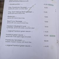 Menu as of June 2023  at Café Hauptwache in Frankfurt