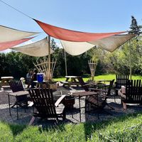 Outside seating. Self serve(order and pick up inside)  at Whitefish Handcrafted Spirits in Kalispell