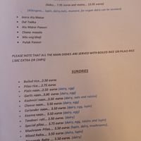 Menu at Mirch Masala in Clonakilty