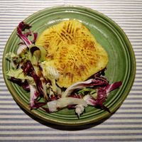 Tortino di patate e rape con olive e pomodoro secco at Matre in Gallipoli