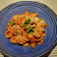 Orecchiette melanzane e basilico con grattiveg at Matre in Gallipoli