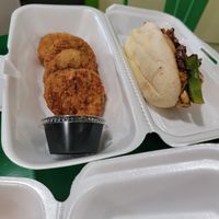 Crab cakes at Plant Based Burger Company in Maple Heights
