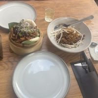 Poma met mandu, bao en taco’s. Later ook nog spring rolls  at Bambu in Haarlem