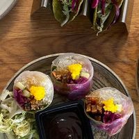 Jackfruit taco en fresh springroll at Bambu in Haarlem
