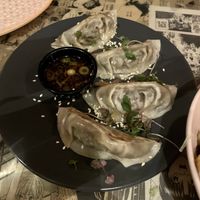 Pan-fried shiitake gyoza dumplings  at Yamu Yamu in Worthing