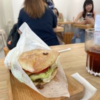 Tofu mushroom sandwich, and cold black coffee    at Lilac Oak in Central Singapore