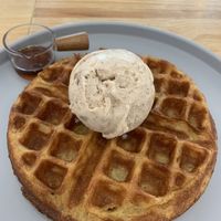 Waffles and Apple spice icecream   at Lilac Oak in Central Singapore