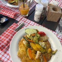 Hash brown (rosti) with seasonal vegetables  at Kaffee Klatsch in Chur