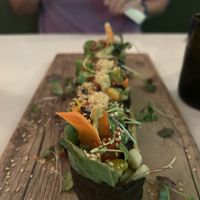 Veggie rolls with delightful saucee  at Mood in Tequesta