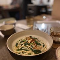 Spicy aglio e olio spaghetti with LOADS of spinach #Veganuary at Black Window - 黑窗里 in Kowloon