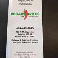 Address and phone number at Vegans Are Us in Atlantic City