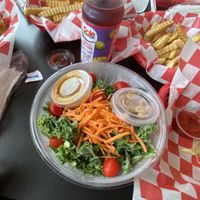 Kale salad and fries  at Vegans Are Us in Atlantic City
