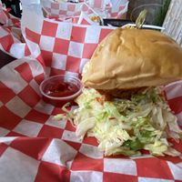 Crispy Buffalo chik’un burger  at Vegans Are Us in Atlantic City
