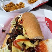 Mushroom Cheesesteak - Cashew Mac - Buffalo Chikin Blue Cheese Burger  at Vegans Are Us in Atlantic City