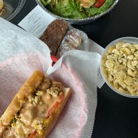 Chik’n Cheezesteak with side salad and Mac n cheeze  at Vegans Are Us in Atlantic City