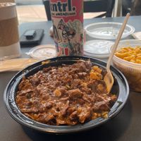 Pepper steak bowl (and Social Illz sticker)  at Vegans Are Us in Atlantic City