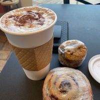 Cocoa (made the best by Tim!) and cinnamon roll and cookies  at Vegans Are Us in Atlantic City