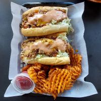 Philly V-steak with sweet potato fries at Vegans Are Us in Atlantic City