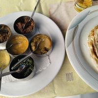 Sri lankan curries and a pile of paratha; from the vegan section of the menu at Marsoel in Chur