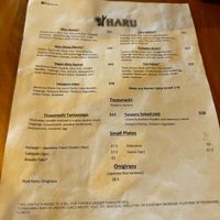 Menu, Winter 2024 at Haru in Reno