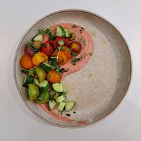 Beet hummus salad at Pinch Brunch Bar in Seoul