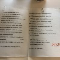Menu(2021.12) at Pinch Brunch Bar in Seoul
