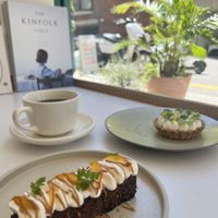 Lavender brownie and cilantro tart  at Pinch Brunch Bar in Seoul