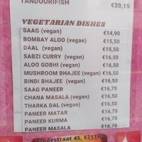Vegetarian Menu at The India House in Maastricht