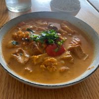 Red curry. Tofu, vegan duck, lychee, date and veggies. Very good! at Loving Hut in Richmond