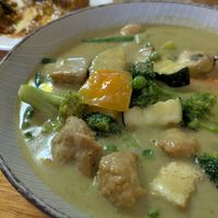 Green curry at Loving Hut in Richmond
