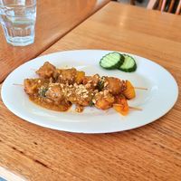 Satay skewers at Loving Hut in Richmond