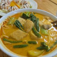 Curry laksa noodle soup at Loving Hut in Richmond