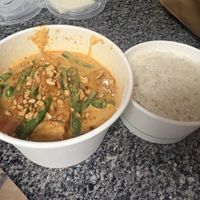 Tofu and vegetable satay   at Loving Hut in Richmond