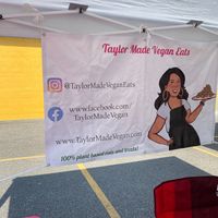 Poster at a vegan pop up  at Taylor Made Vegan Eats in Glen Cove
