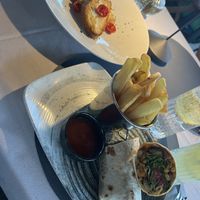 Vegan wrap with fries 14€ and garlic bread 7€  at 2Point in Trogir