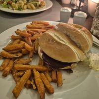 Vegan burger swap fries for sweet potato fries at N° 7 in Krakow