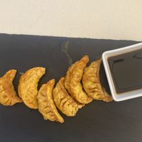 Gyozas with soy sauce  at Foodline in Torrevieja