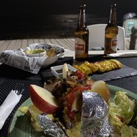Stuffed potato, gyozas and guac nachos 😋 at Foodline in Torrevieja