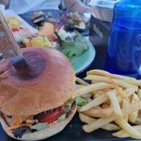 Vegan burger with fries at Foodline in Torrevieja