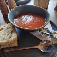 Tomato-Lentil soup at Cheese and Tomatin in Aviemore