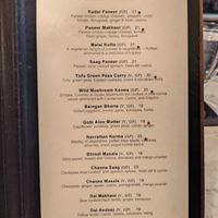 Menu 3/5 at Andaaz in Asheville