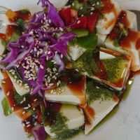 NTD80，有機涼拌香椿豆腐，cold silken tofu with Chinese Toon sauce (highky recommended!) at Yǒujī Dàdì 有機大地健康蔬食餐廳 in Jiaoxi