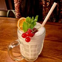 Scrumptious mocktail with coconut milk and litchi, very much recommended! at Ban Vegan in Berlin