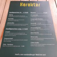 The menu at Karakter in Arnhem
