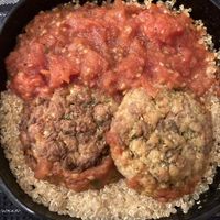 Lentil patties in tomato sauce with quinoa   at Masha's kitchen  in Givatayim