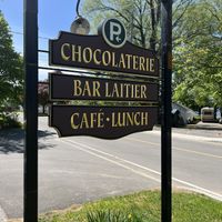 Sign outside   at Chocolaterie de l'Ile d'Orleans in Sainte-petronille