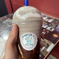 Oreo mint milkshake with chocolate syrup  at Doomie's Home Cookin' in Hollywood