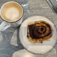 Sticky toffee cinnamon swirl with oat milk latte  at Trellis Coffee Shop in Ellon